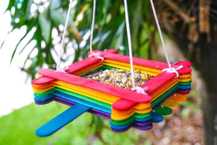diy popsicle stick Bird Feeder