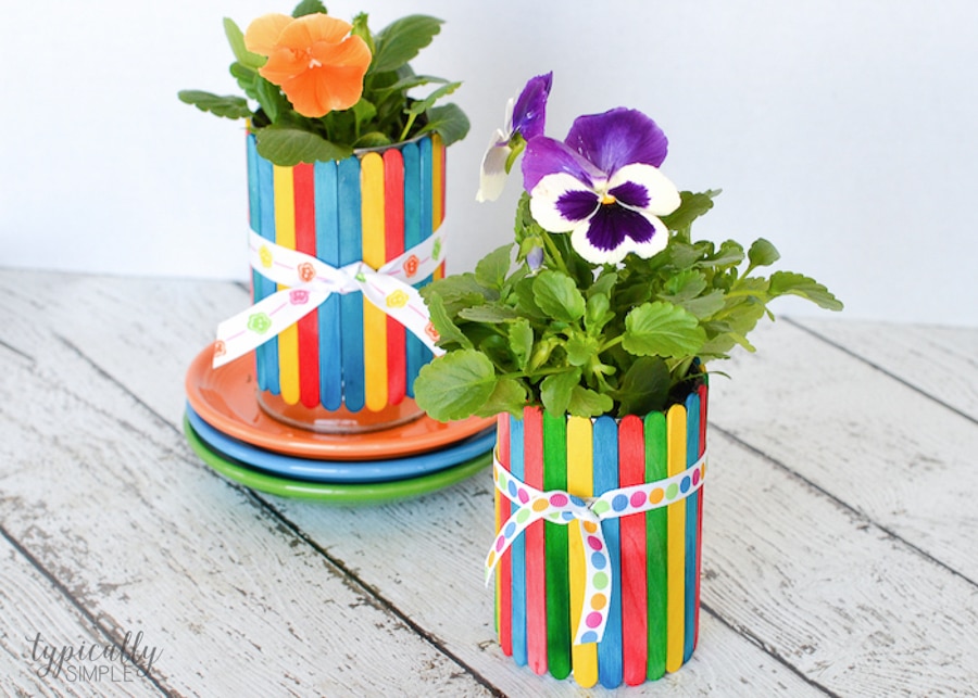 diy popsicle stick Flowerpots