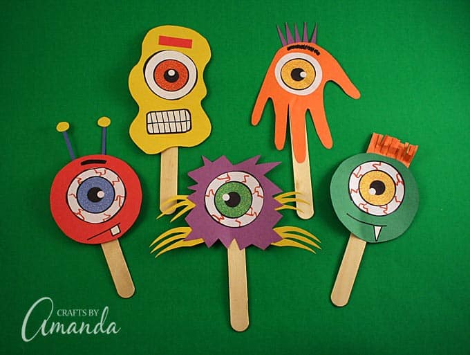 diy popsicle stick Monster Puppets